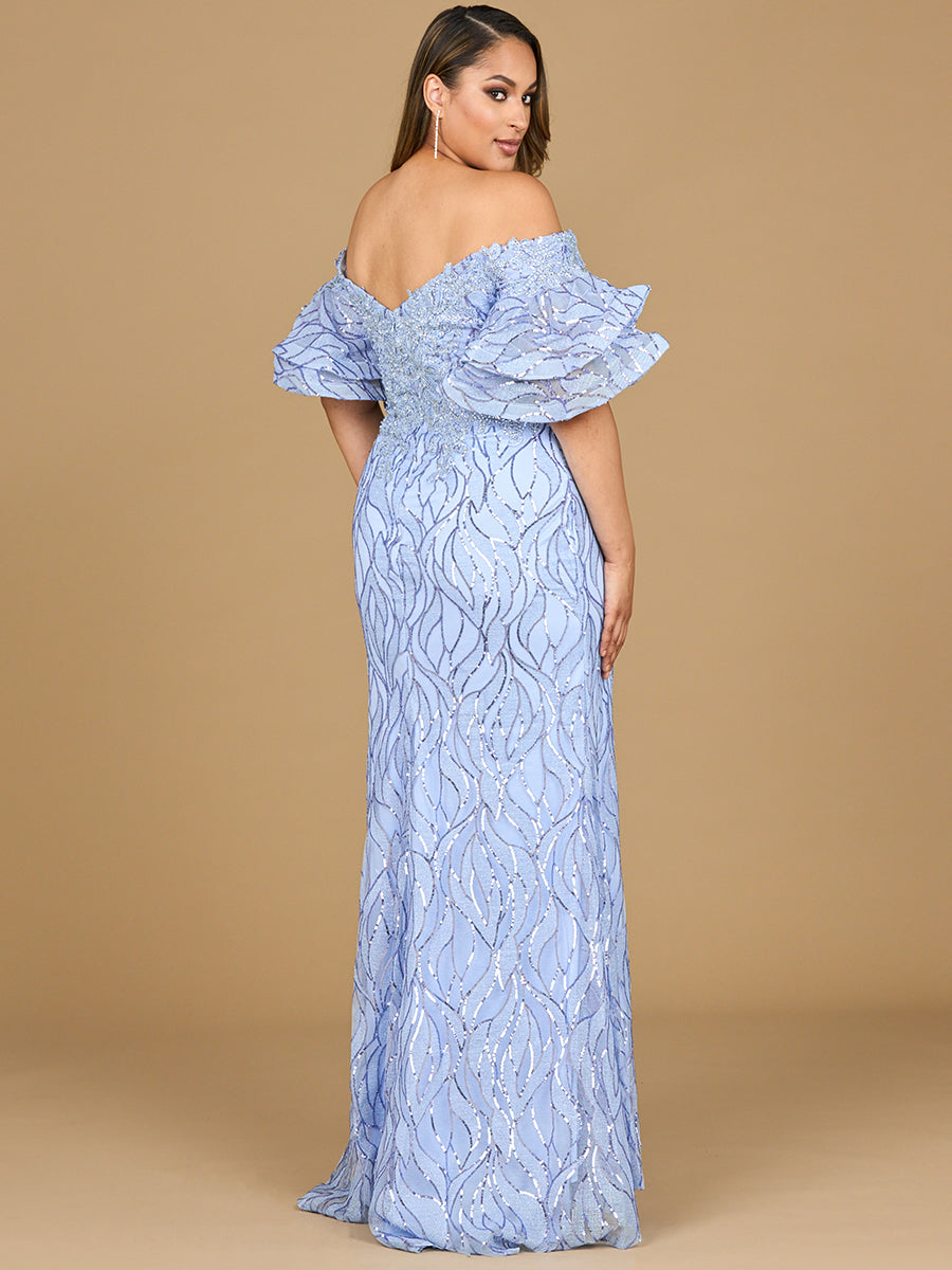 Off Shoulder Mermaid Beaded Gown with Tiered Cape Sleeves
